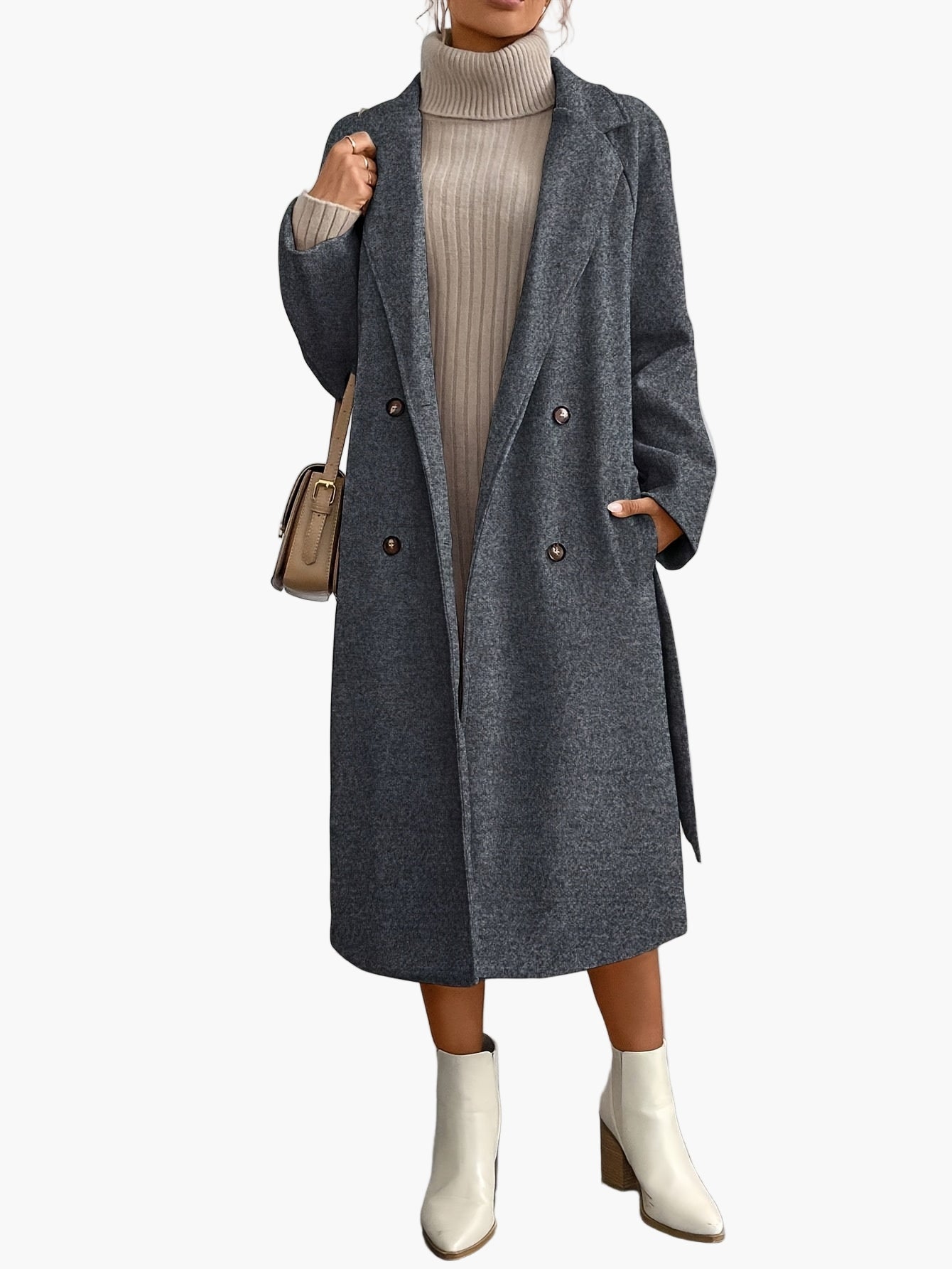 Manteau long élégant pour femme style urbain automne hiver