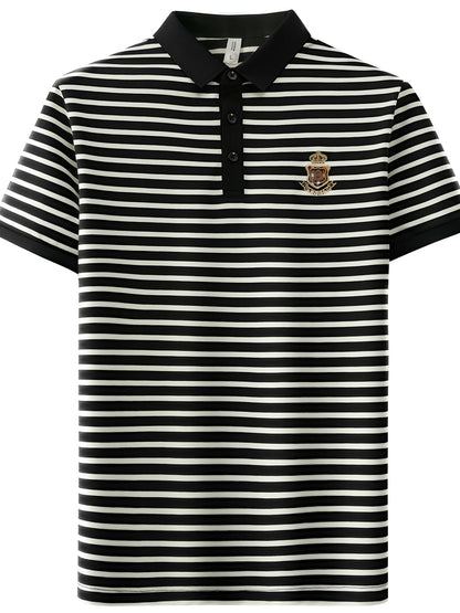 Elegant herrpolo med ränder i chic och avslappnad stil