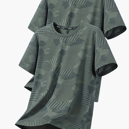 Camiseta casual para hombre estilo tropical transpirable de manga corta - Pack de 2, ideal para el verano