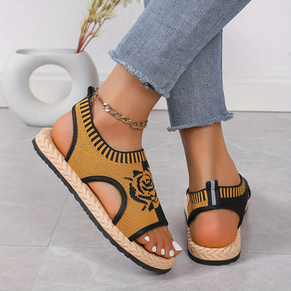Dames casual sandalen met bloemenpatroon voor de zomer, bohemien chique stijl, dagelijks comfort