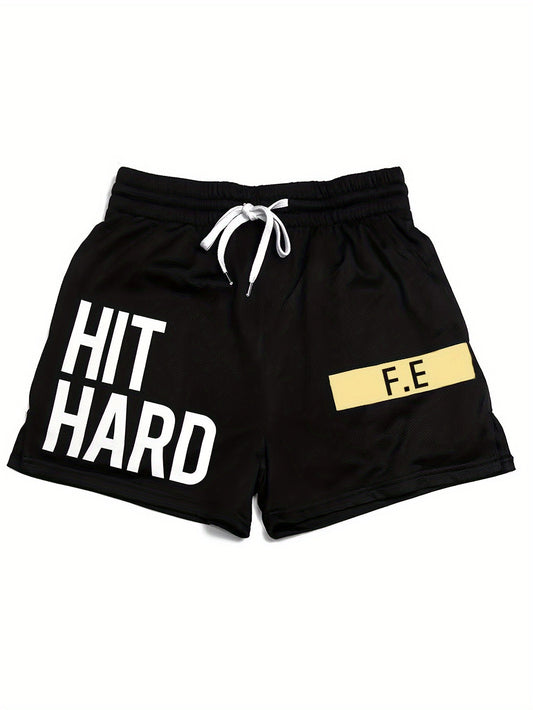 Pantaloncini sportivi uomo stile basket con scritta HIT HARD – Look urbano e performance