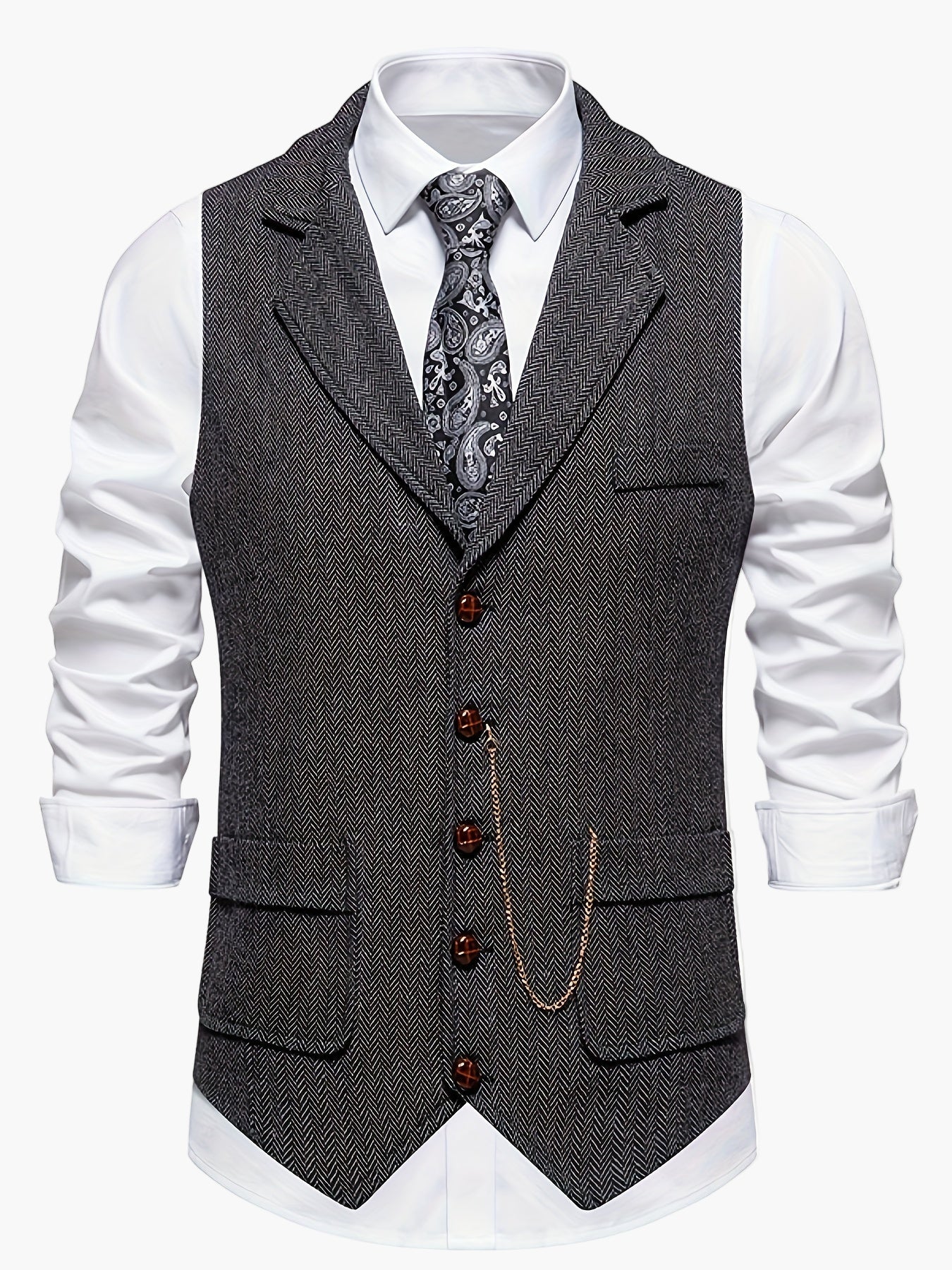 Gilet Homme Élégant Style Vintage pour Tenue Habillée ou Décontractée