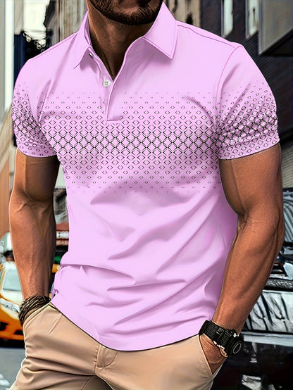 Polo Homme Mode Décontractée à Motif Géométrique pour Été