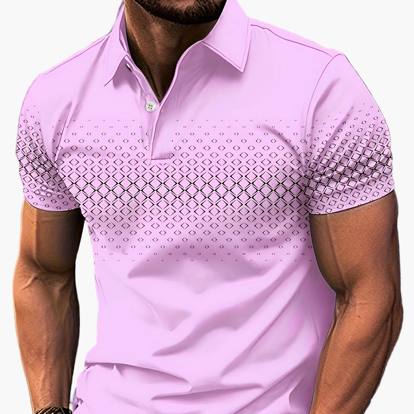 Polo Homme Mode Décontractée à Motif Géométrique pour Été