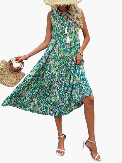Robe Femme Élégante Sans Manches Style Bohème pour Été et Printemps
