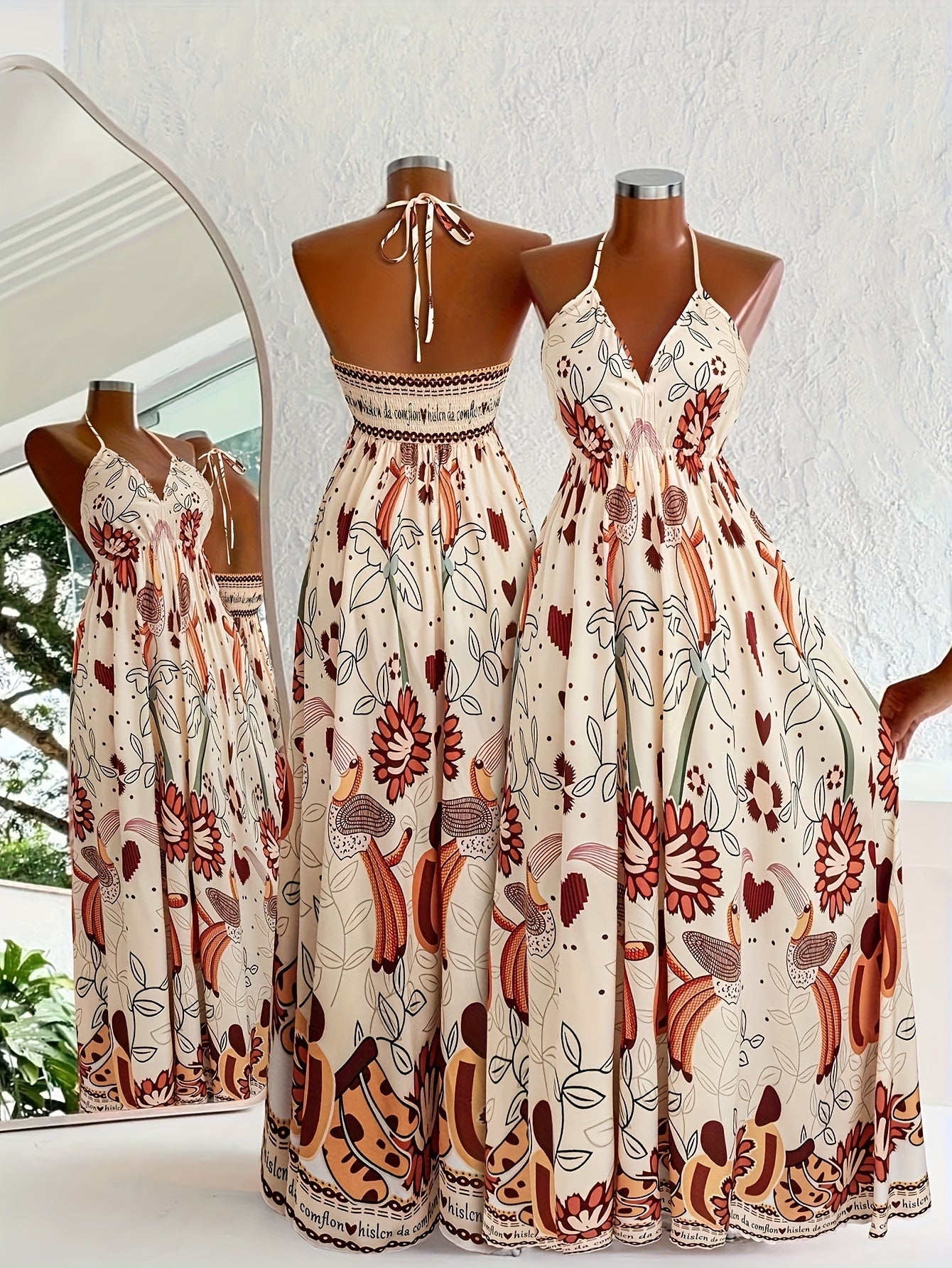 Abito lungo donna schiena scoperta stile bohémien chic per vacanze