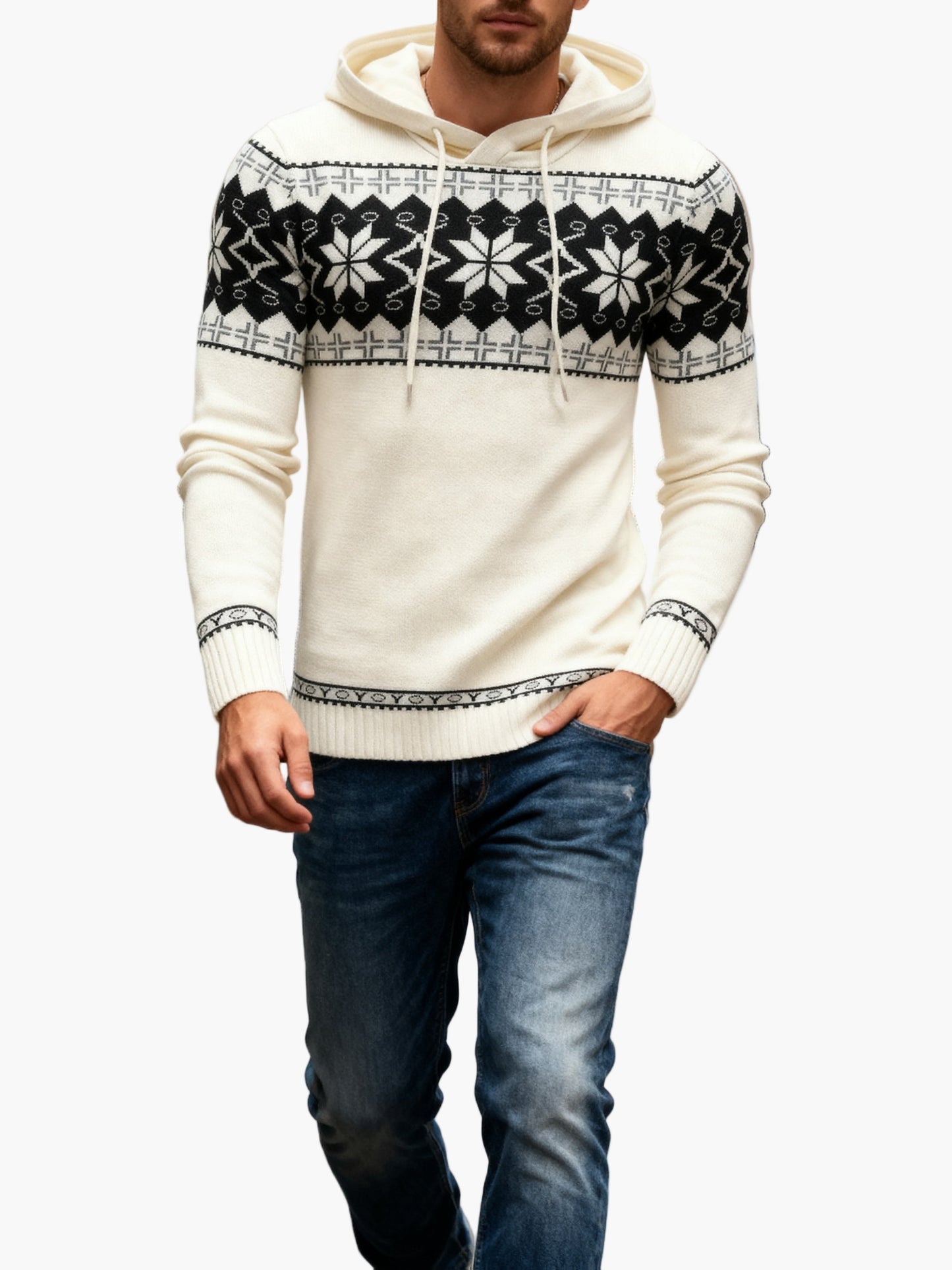 Hoodie de Noël à motif nordique pour homme, style casual automne/hiver