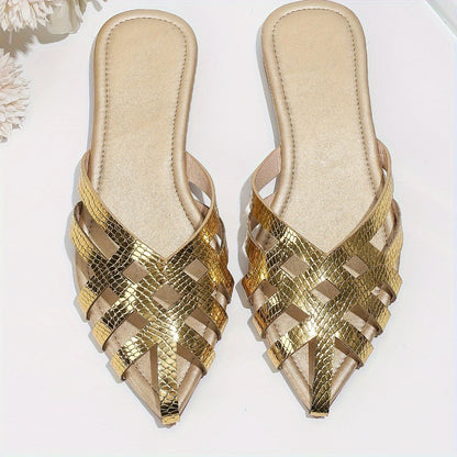 Mules plates femme à bout pointu style tressé chic pour usage quotidien et soirée
