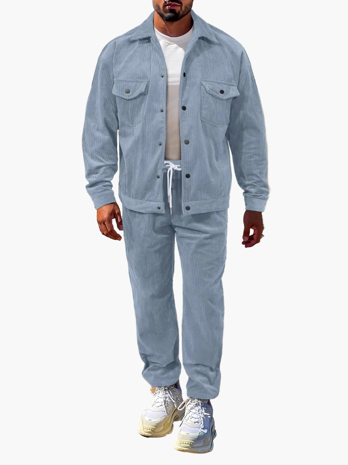 Ensemble décontracté homme style urbain veste et pantalon, idéal automne-hiver