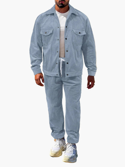 Ensemble décontracté homme style urbain veste et pantalon, idéal automne-hiver