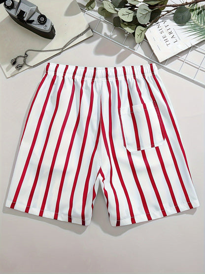 Costume da bagno uomo a righe rosse stile casual per l'estate