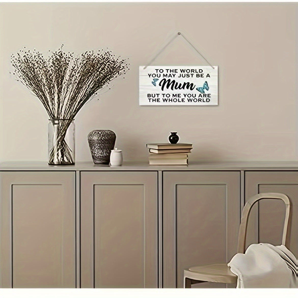Plaque Murale Décorative pour Femme – Message Touchant pour Maman, Style Rustique avec Papillons, Cadeau Sentimental pour la Fête des Mères ou Anniversaire