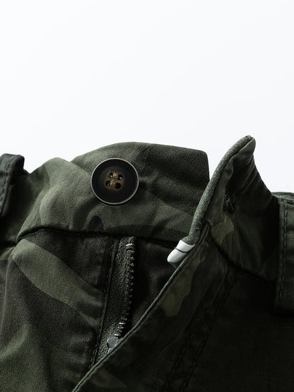 Kort cargo camouflage-stil militærbukser til mænd – Ideel til udendørs, fritid og ferie
