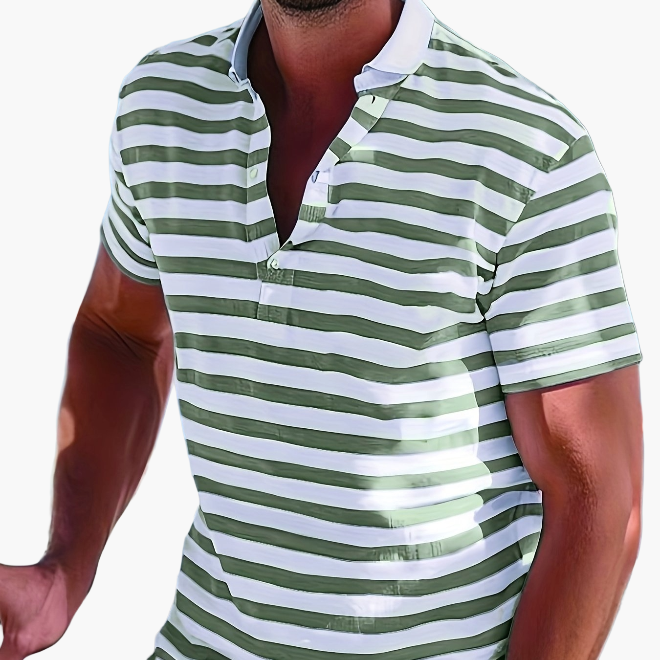 Polo marin à rayures homme style casual pour l'été