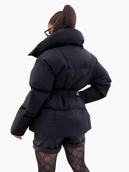 Veste matelassée ceinturée style décontracté pour femme – Idéale pour l’hiver et la mi-saison