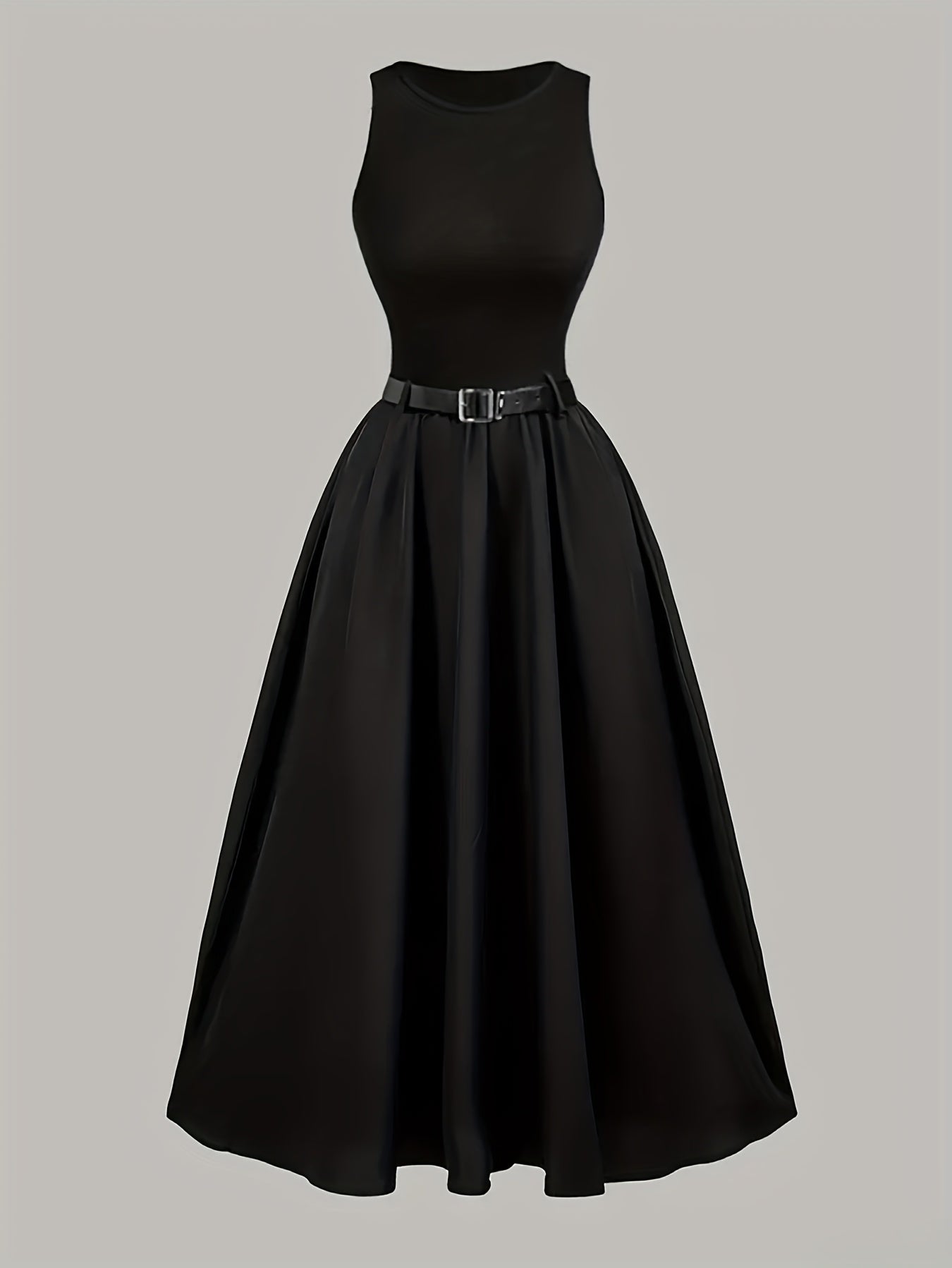 Robe longue élégante sans manches avec ceinture pour femme - style bal chic