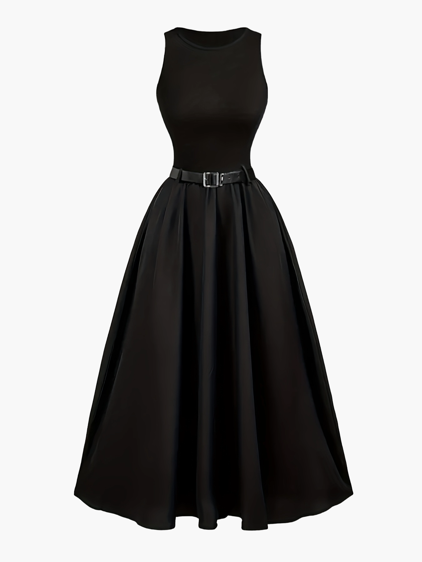 Robe longue élégante sans manches avec ceinture pour femme - style bal chic