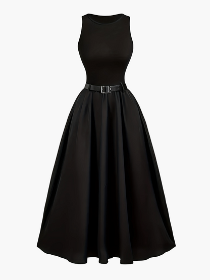 Robe longue élégante sans manches avec ceinture pour femme - style bal chic