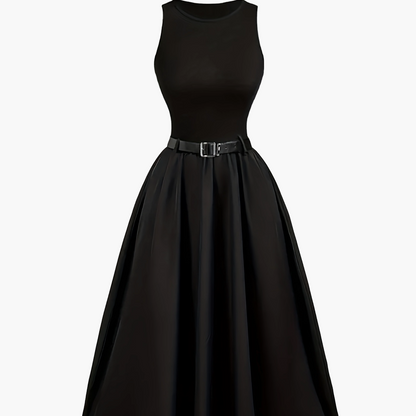 Robe longue élégante sans manches avec ceinture pour femme - style bal chic