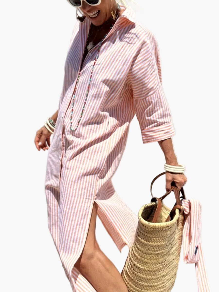 Elegant Striped Shirt Dress for Women Casual Stylish for Outings and Holidays