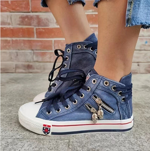 Carol – Chaussures Hautes Respirantes à Lacets Plates Grande Taille