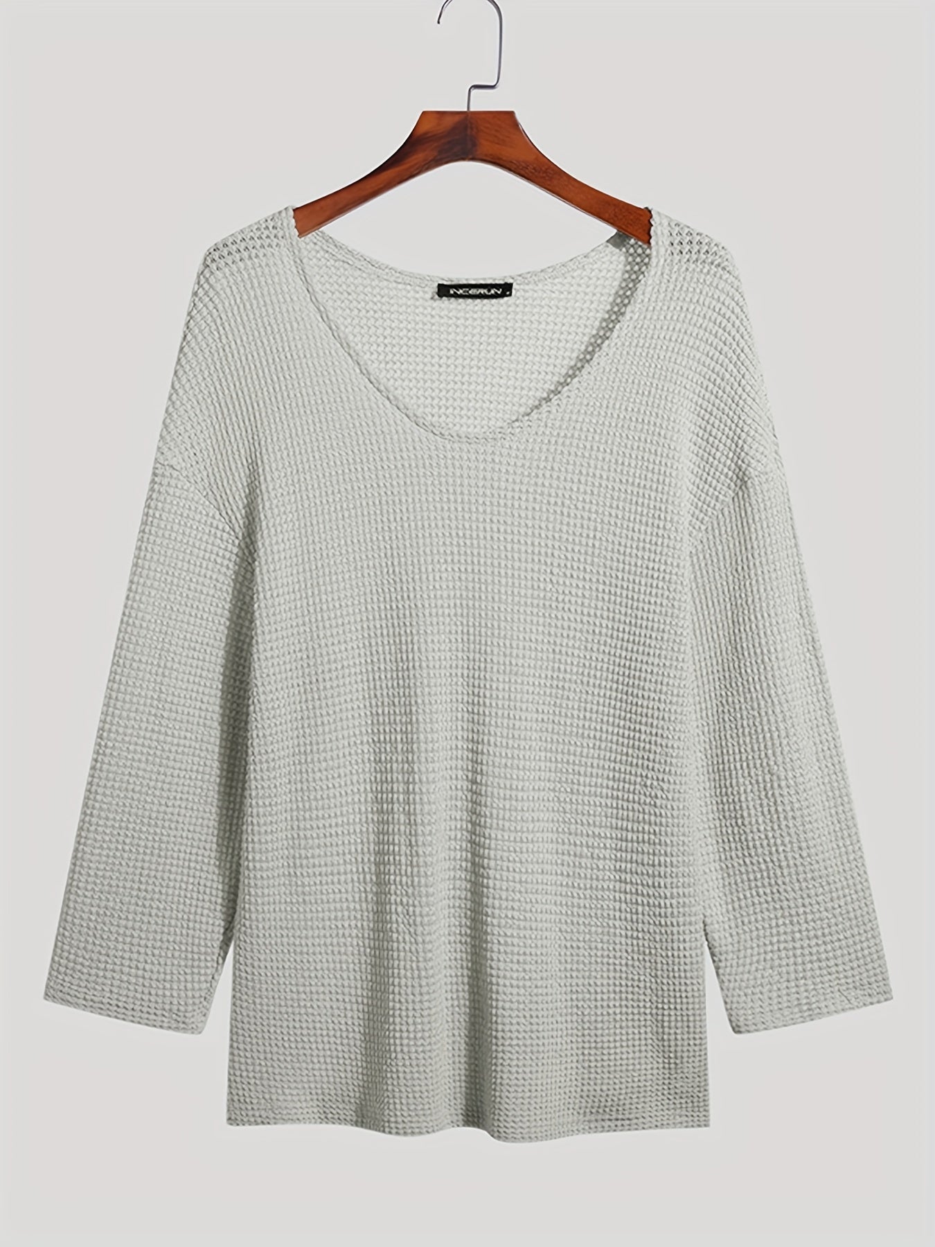 Maglione casual da uomo con scollo a V in maglia traforata, ideale per tutte le stagioni