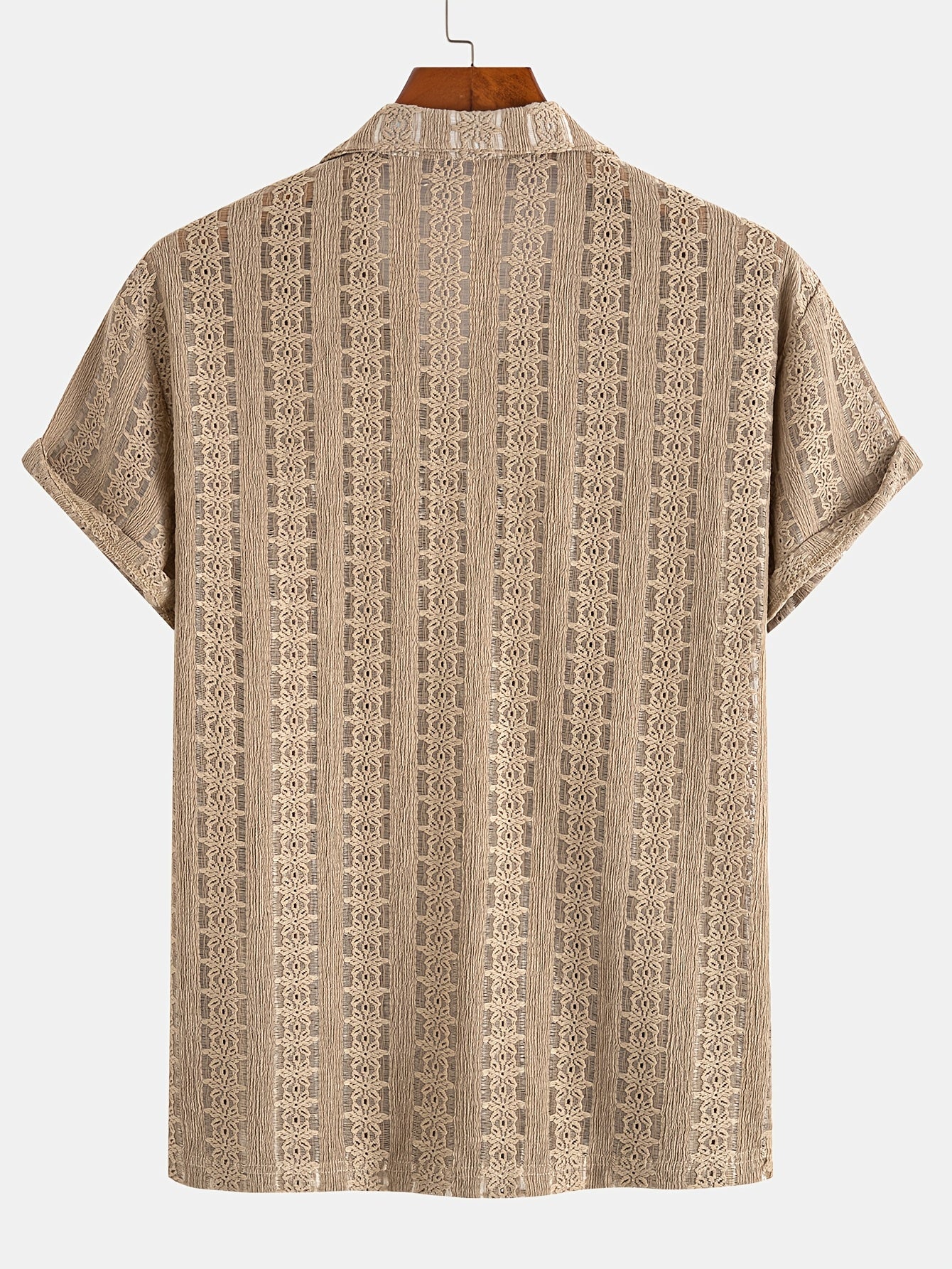 Camisa de vacaciones para hombre de manga corta, estilo resort, elegante y calada