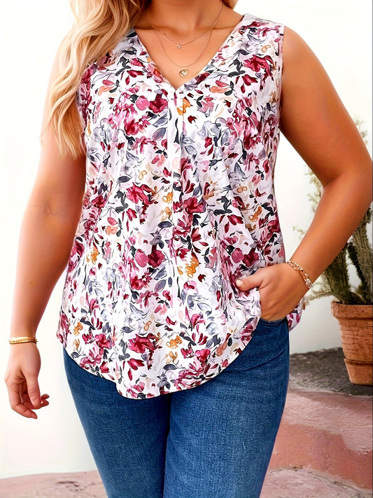 Débardeur sans manches femme style élégant imprimé fleuri pour un look décontracté chic