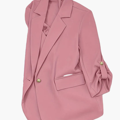 Elegant dameblazer med lange ærmer, afslappet stil til kontor eller udgang