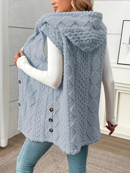 Gilet sans manches à capuche style torsadé pour femme, élégant et décontracté