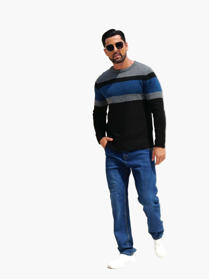 Pull à Rayures Style Décontracté pour Homme - Idéal Automne Hiver