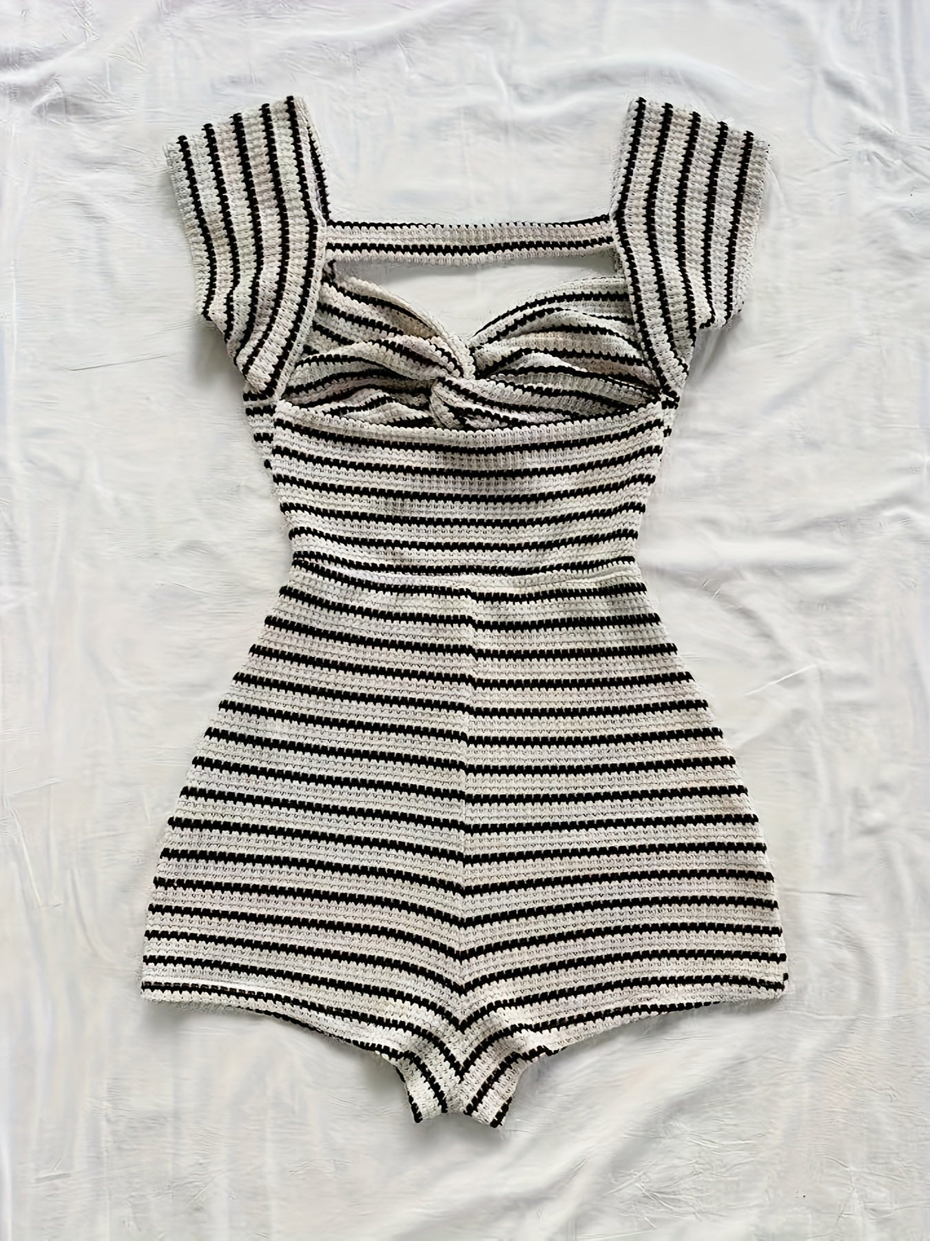 Combinaison Short Femme à Rayures Style Vintage Élégant Été