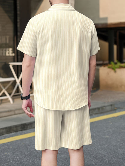 Ensemble décontracté estival pour homme, chemise à manches courtes et short, style urbain, idéal pour l'été