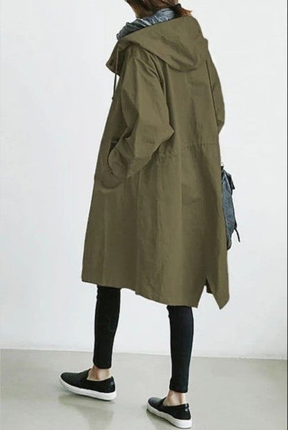 Amanda – Veste coupe-vent décontractée mi-longue à manches longues