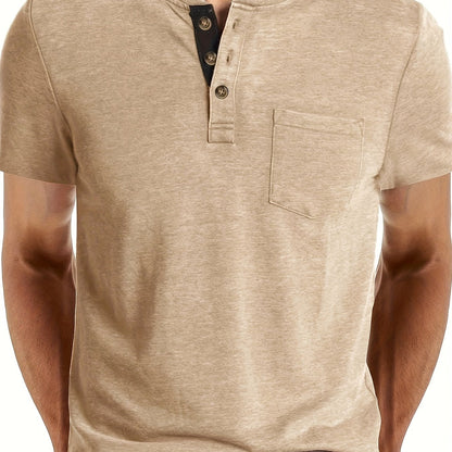 T-shirt à col tunisien décontracté pour homme – Style moderne pour usage quotidien