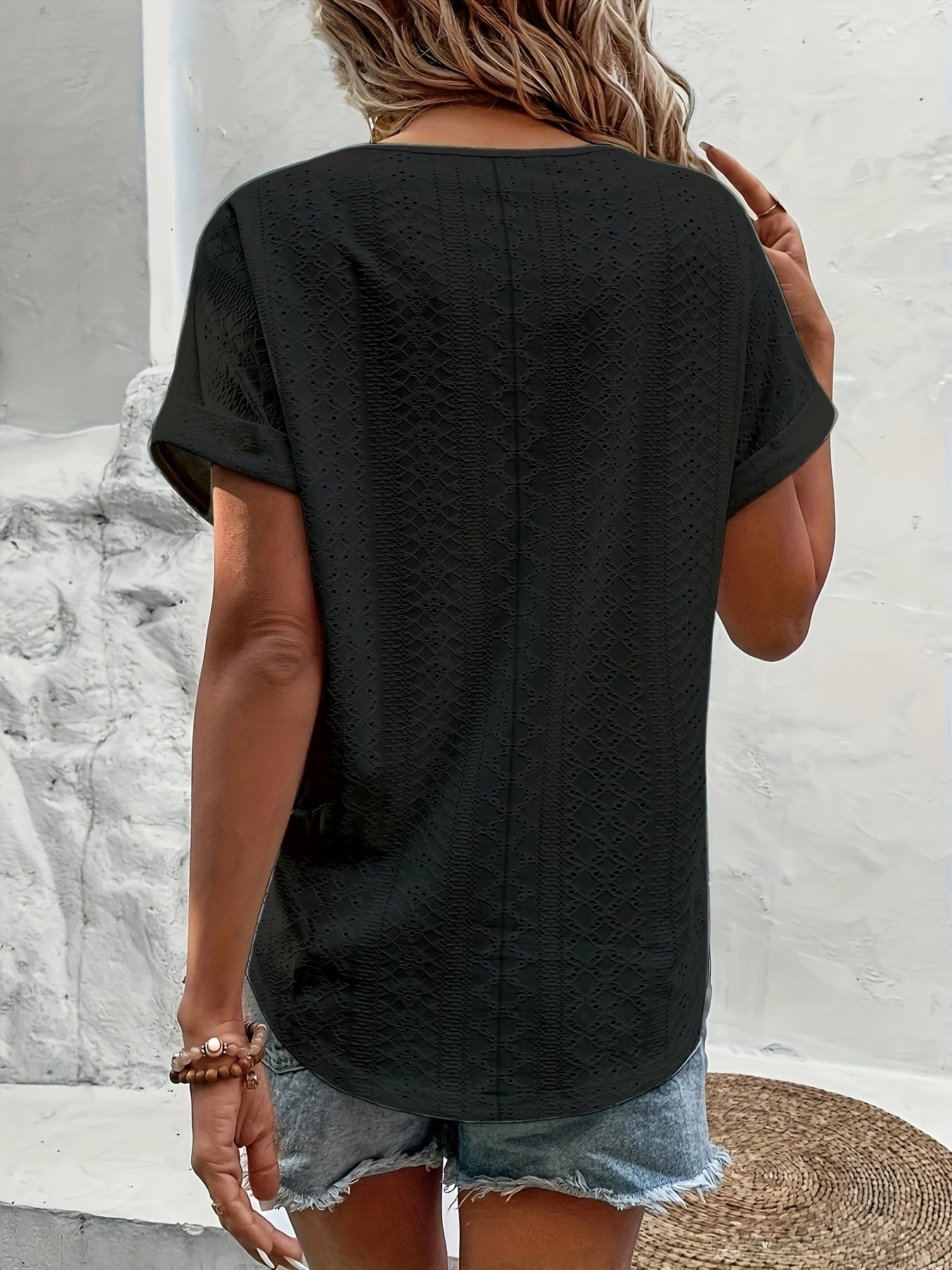 Blusa Donna Elegante Collo a V Stile Casual per Primavera Estate