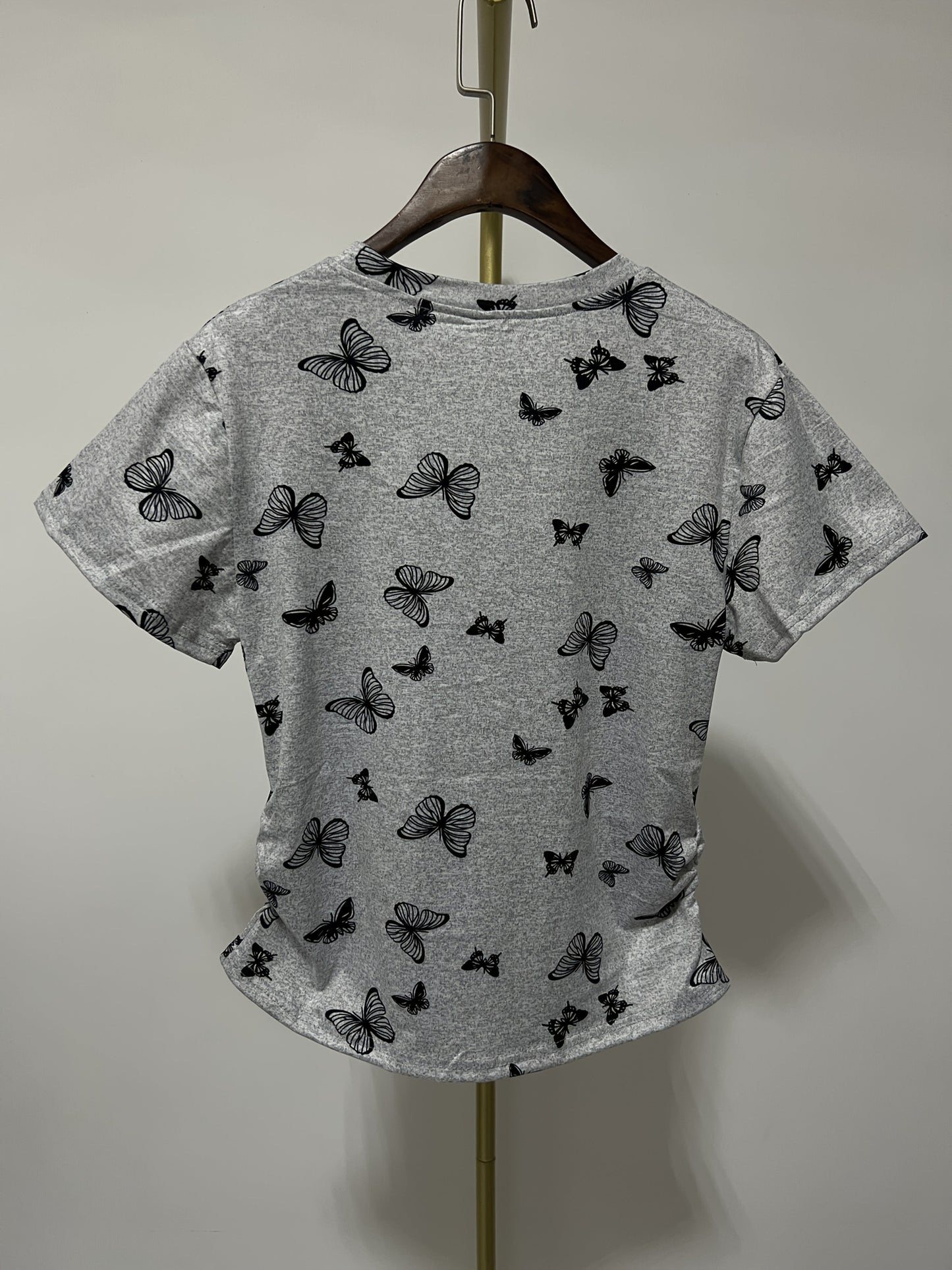 T-shirt Femme Style Vacances Motif Papillons Manches Courtes Ajusté