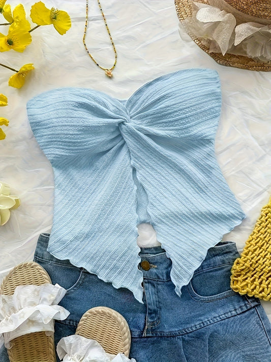 Top bustier femme style nœud papillon élégant pour été, soirée ou vacances