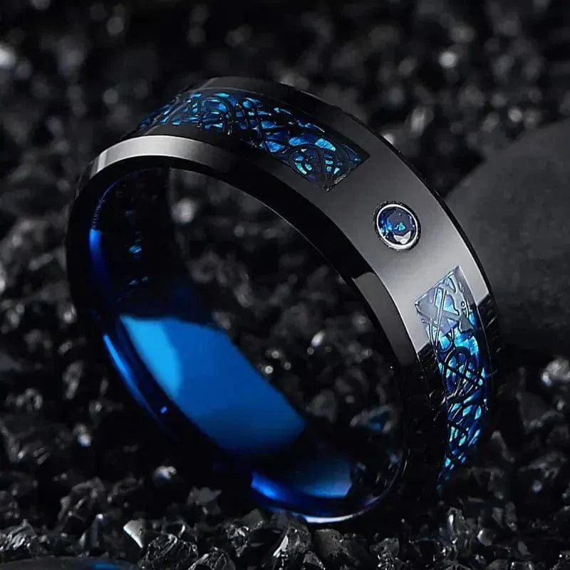 Mick – Bague 'Valhalla Azure' en Tungstène pour Hommes