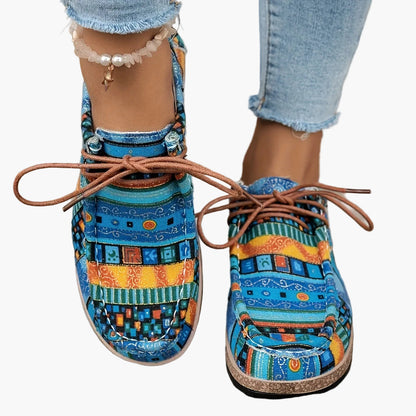 Vintage casual schoenen voor dames in mocassinstijl met etnische patronen