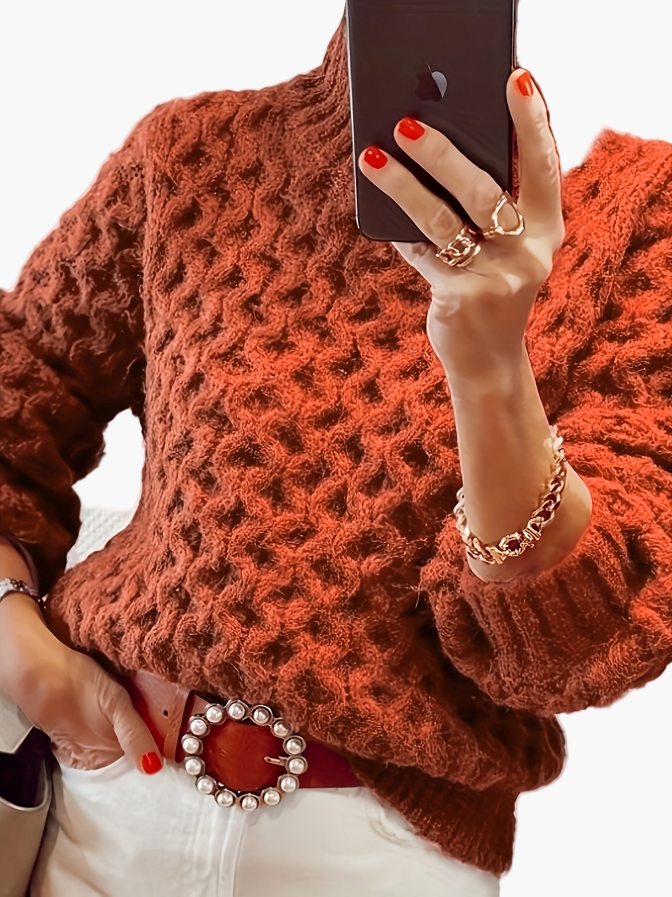 Pull femme style décontracté à col montant pour l'automne et l'hiver