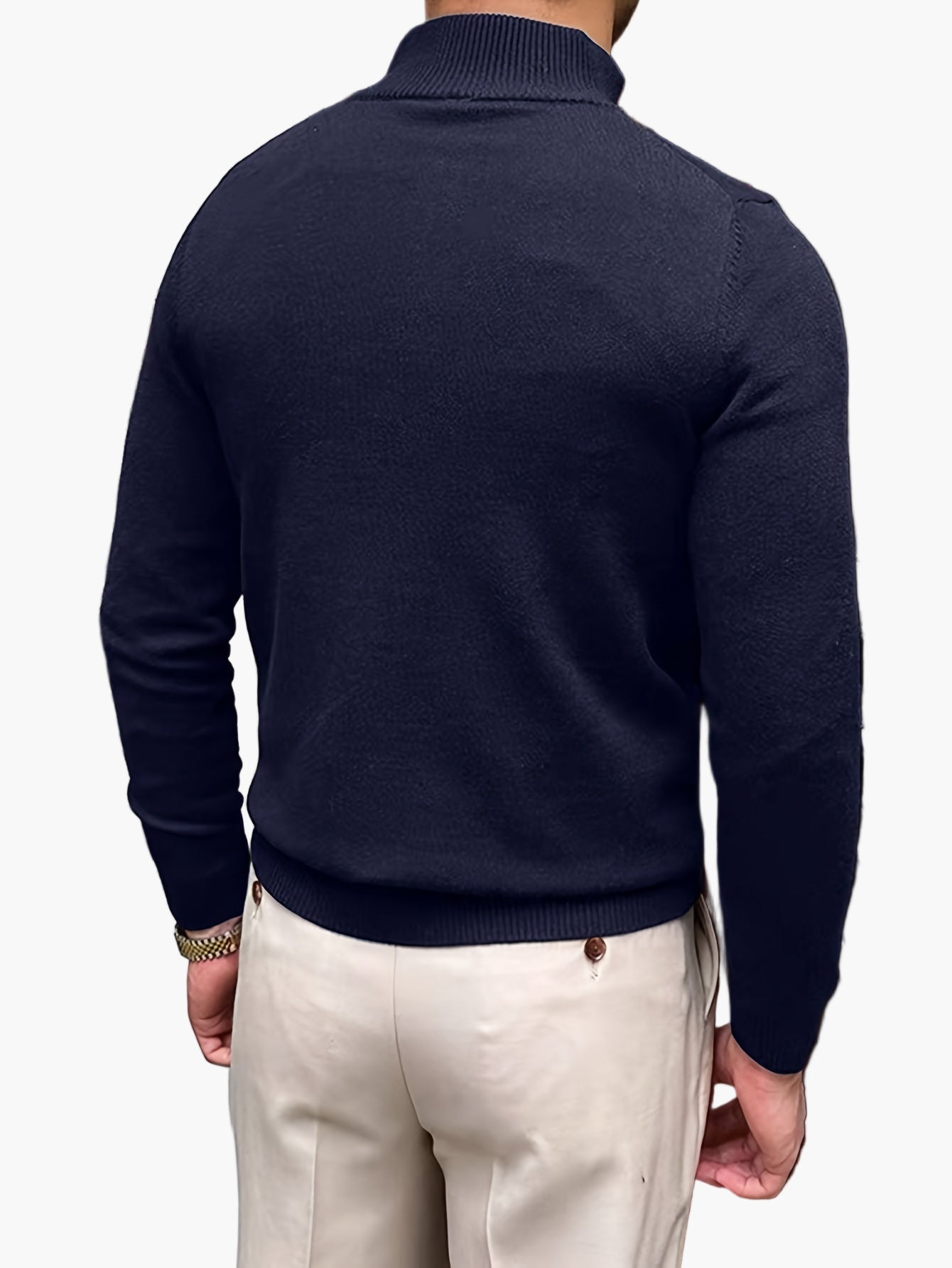 Pull homme col montant zippé style élégant pour affaires et loisirs