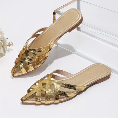 Mules plates femme à bout pointu style tressé chic pour usage quotidien et soirée