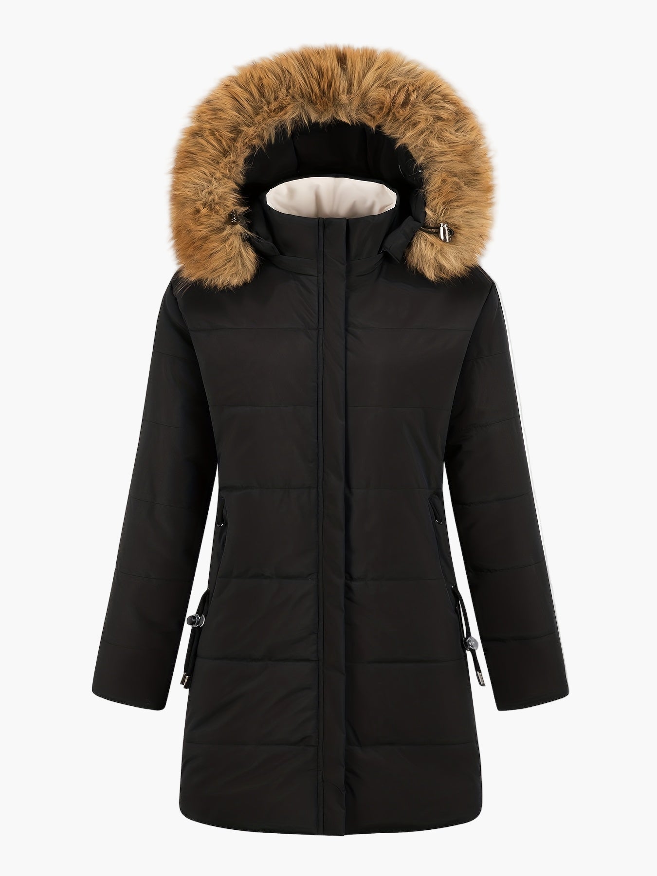 Manteau d'hiver femme style parka avec capuche en fausse fourrure – Élégance chic pour temps froid