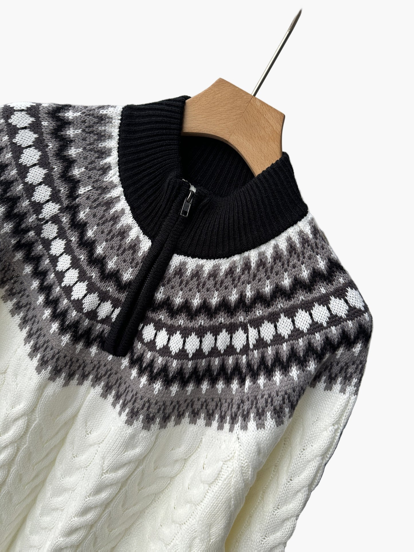 Pull homme à col montant style nordique casual demi-zip pour l'hiver