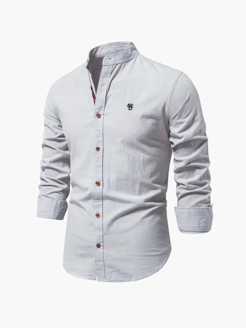 Chemise homme col mao manches longues élégante style casual business