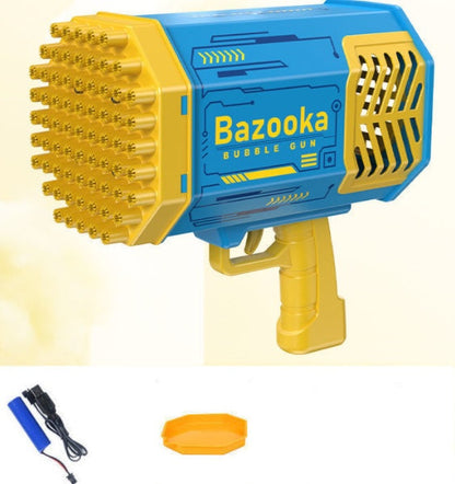 Pistolet à bulles Bazooka 69 trous pour enfants – Jouet interactif et amusant avec ventilateur, idéal pour fêtes et activités extérieures