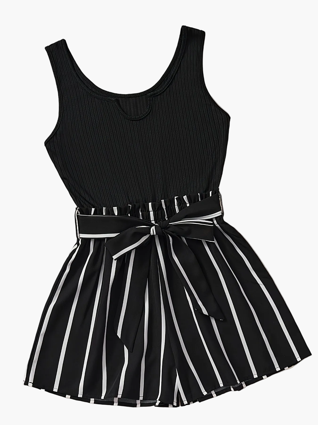 Tuta corta elegante a righe da donna, stile casual estivo