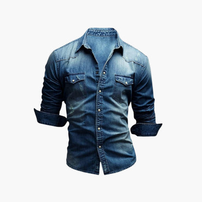 Chemise western homme style denim à boutons pression – Mode décontractée tendance