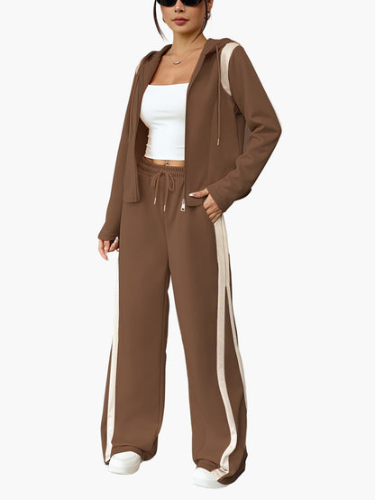 Ensemble de survêtement femme style décontracté avec veste à capuche et pantalon ample